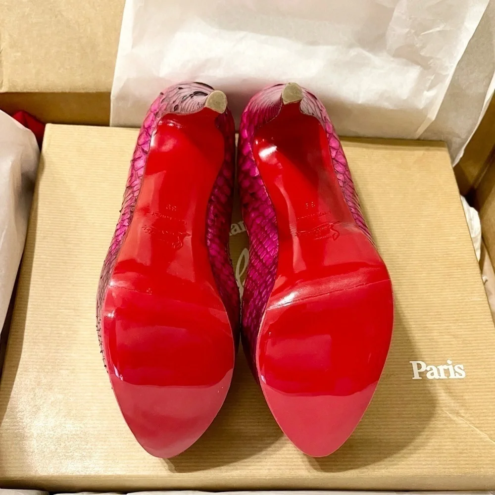 Christian Louboutin Lady Peep Python skin peep pumps EU39 rare 100% authentic - Picture 8 of 12